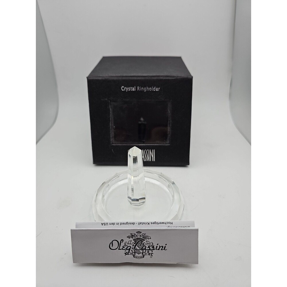 Oleg Cassini Crystal Diamond Ring Holder Signed New In Box